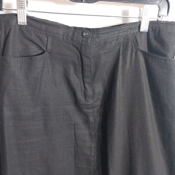 Sag Harbor Skirt Sz 10P Black Linen/Rayon Whimsigoth Dark Romantic Daisy Floral - Picture 3 of 7